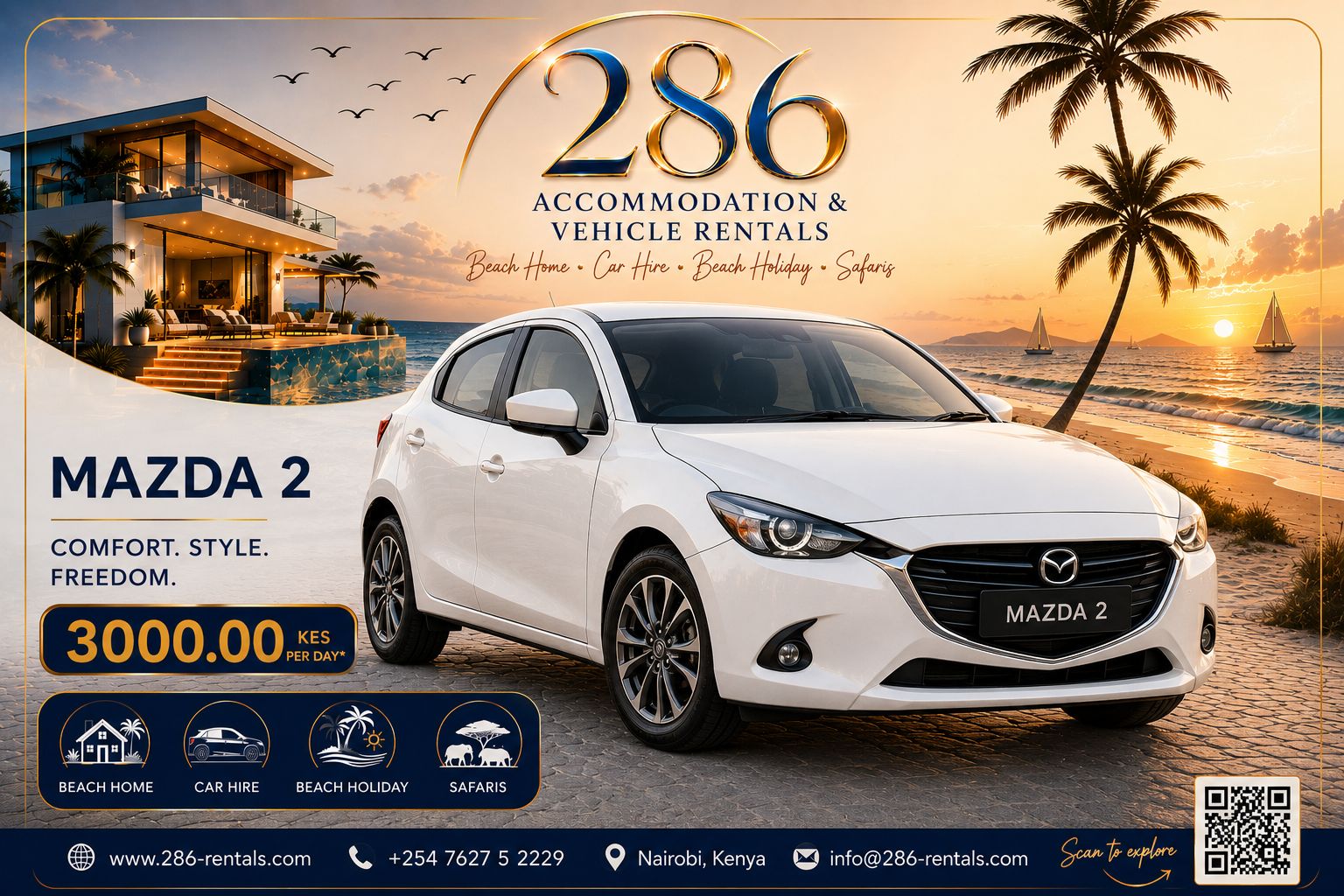 Mazda 2 for hire in Kenya — KES 3,000 per day