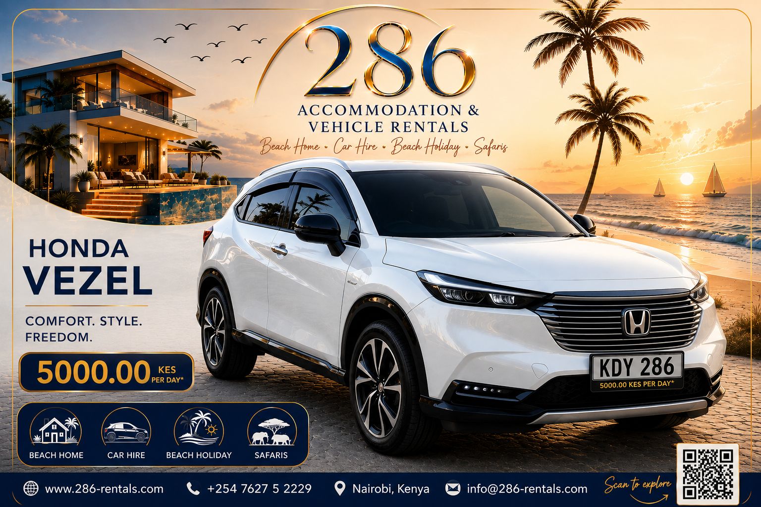 Honda Vezel for hire in Kenya — KES 5,000 per day