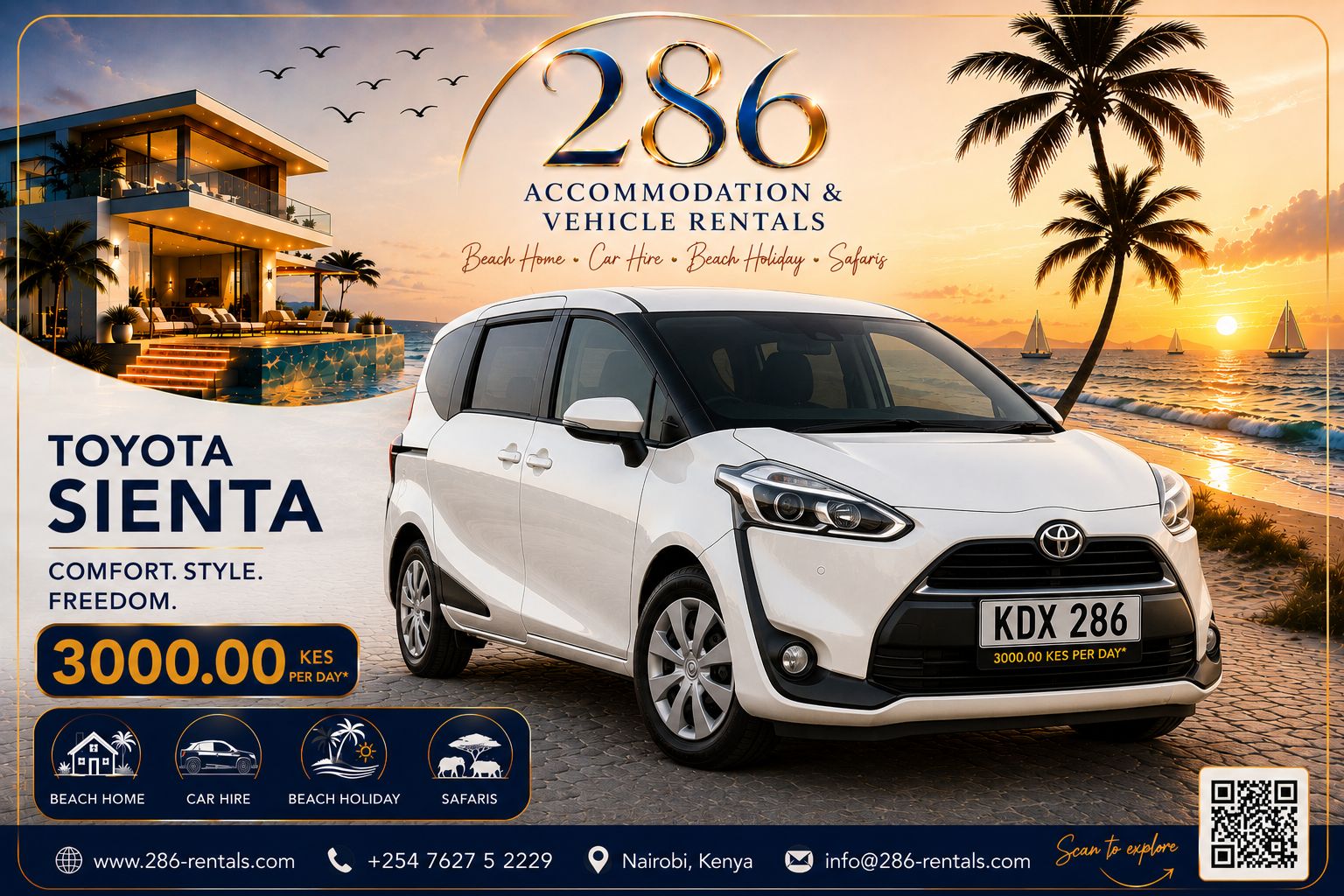 Toyota Sienta for hire in Kenya — KES 3,000 per day