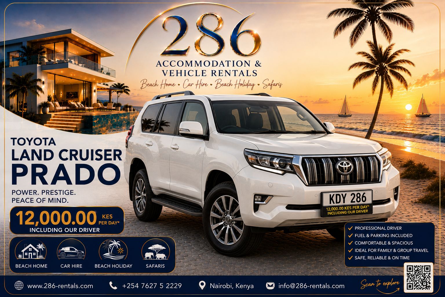 Toyota Land Cruiser Prado for hire in Kenya — KES 12,000 per day