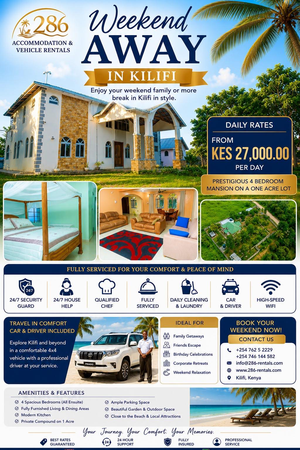 Weekend Away in Kilifi — Daily rate KES 27,000