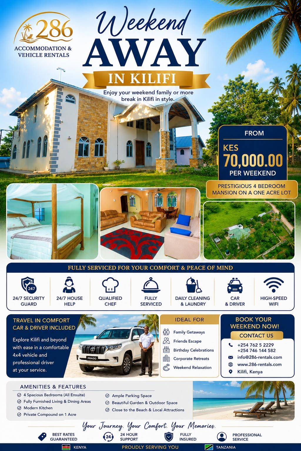 Weekend Away in Kilifi — Weekend package KES 70,000