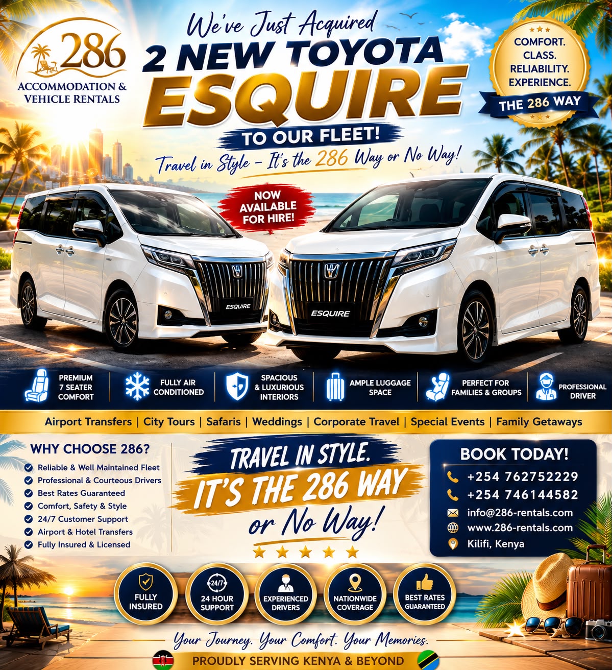 Two new Toyota Esquire vans added to 286 Rentals fleet