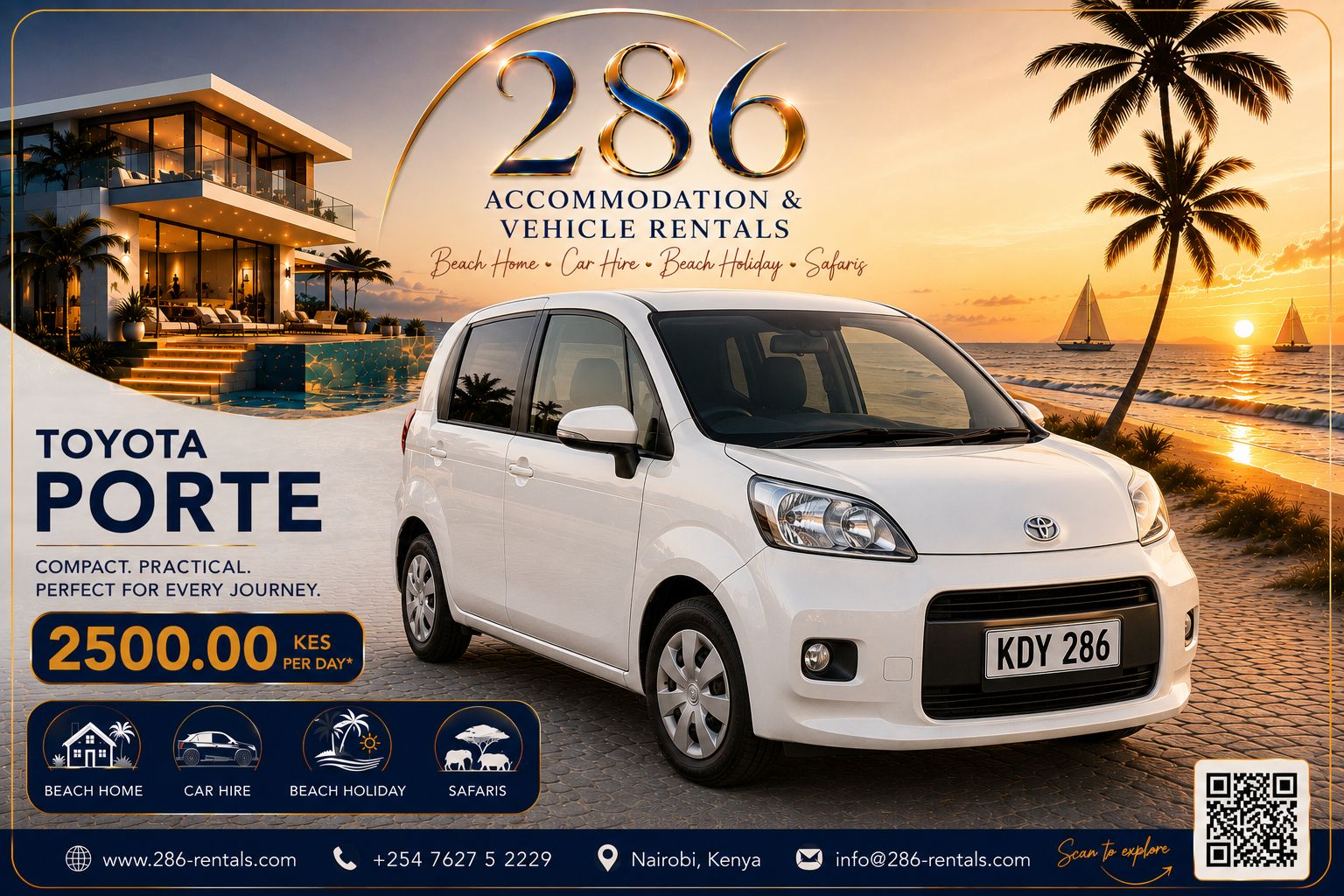 Toyota Porte for hire in Kenya — KES 2,500 per day